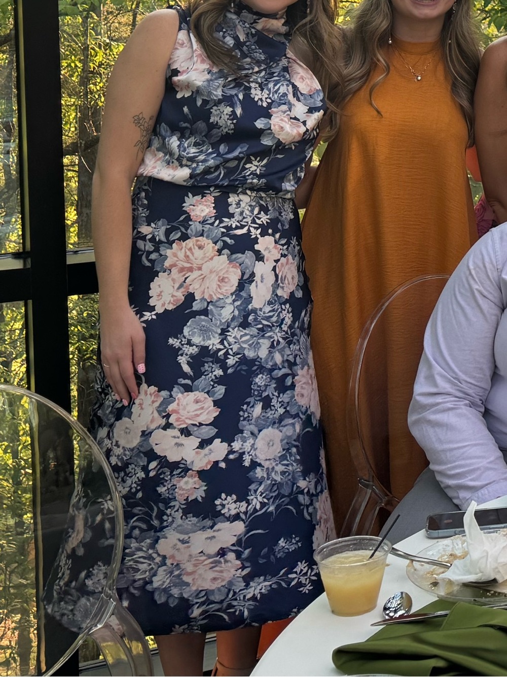 Hello Molly Navy & Blush Floral High-Neck Midi Dress - Picture 4 of 4